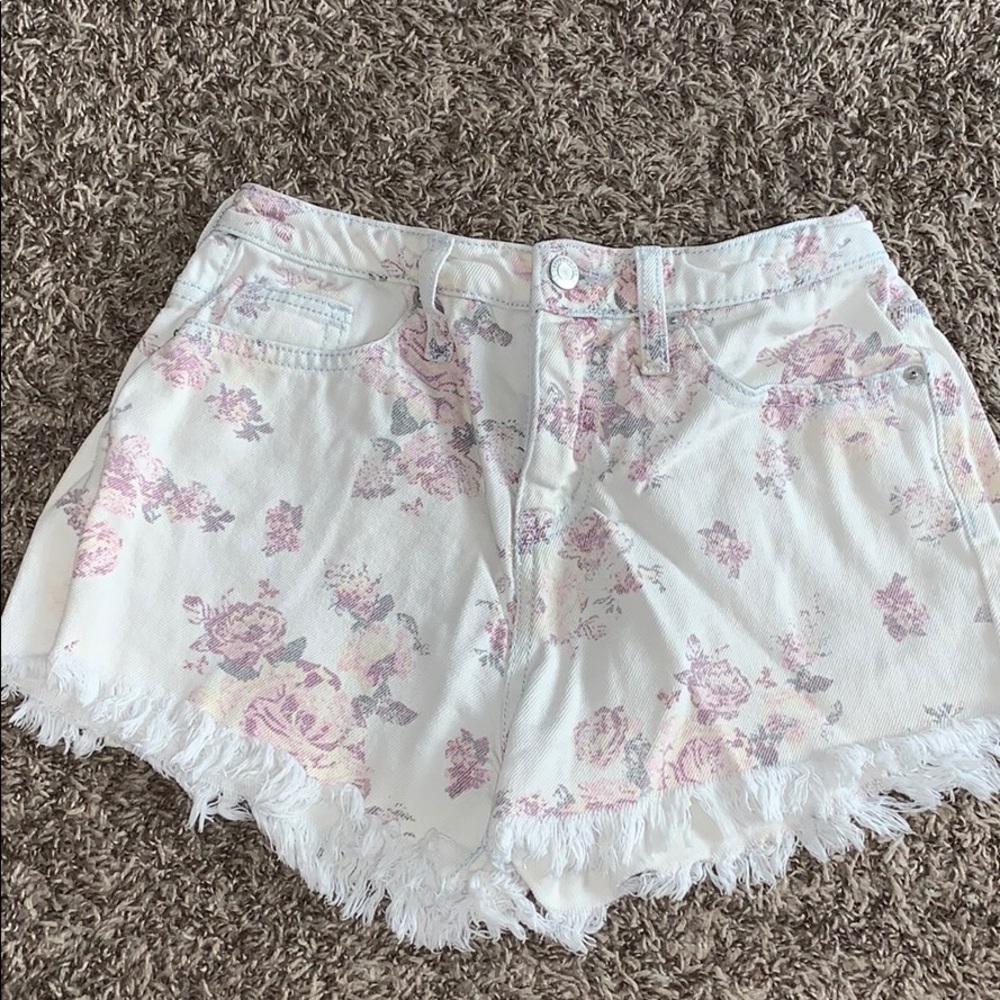 High waisted floral print shorts